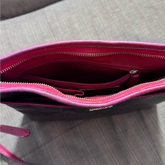 COACH Brown Signature Crossbody with Pink Trim and Strap - Picture 4 of 8